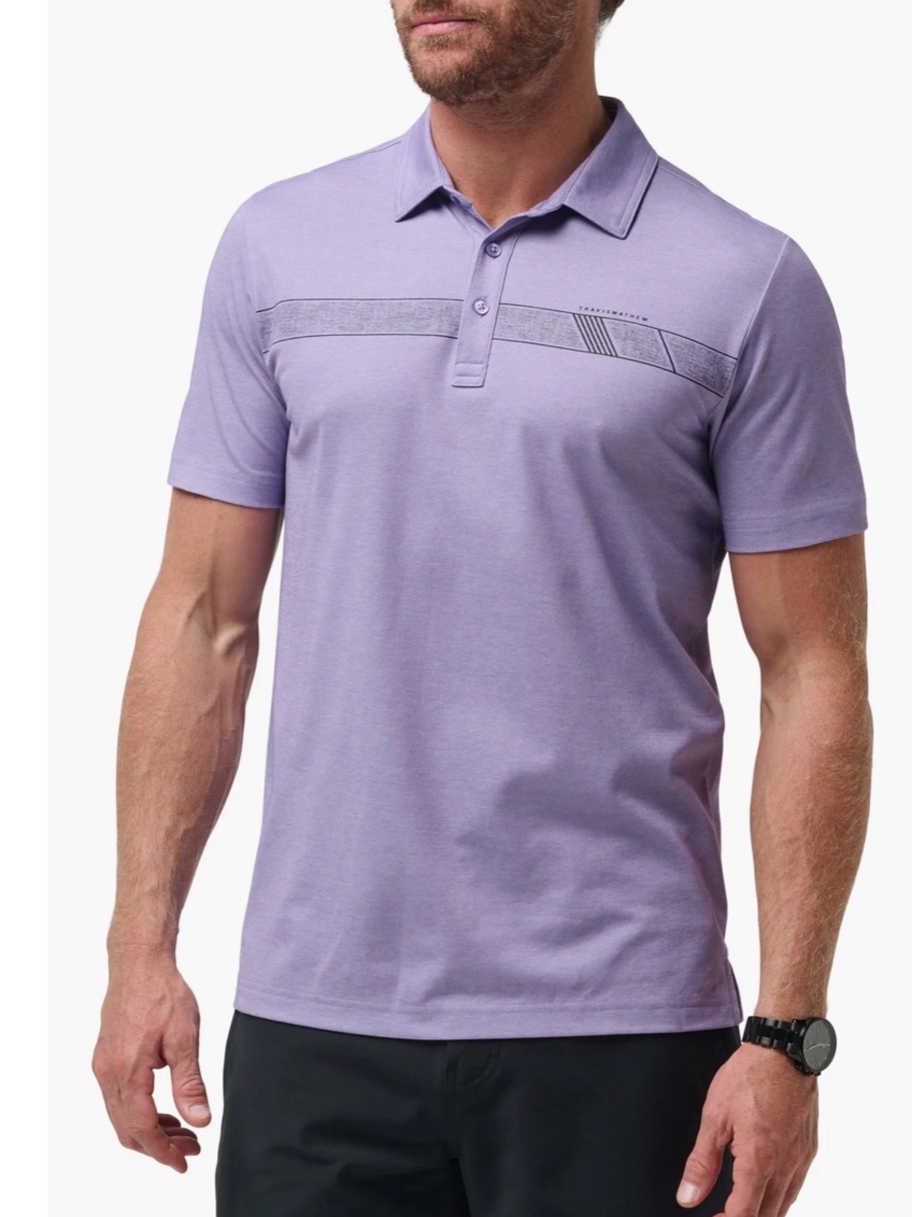 NWT Travis Mathew Ukulele Sunrise Polo In Lavender (Heather imperial) Size XXL
